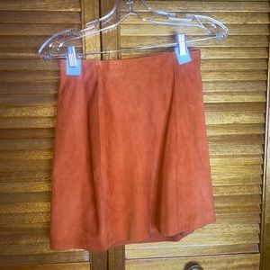 Theory Irenah Metises Lamb Suede Mini Skirt Orange Pale Marmalade 🍁